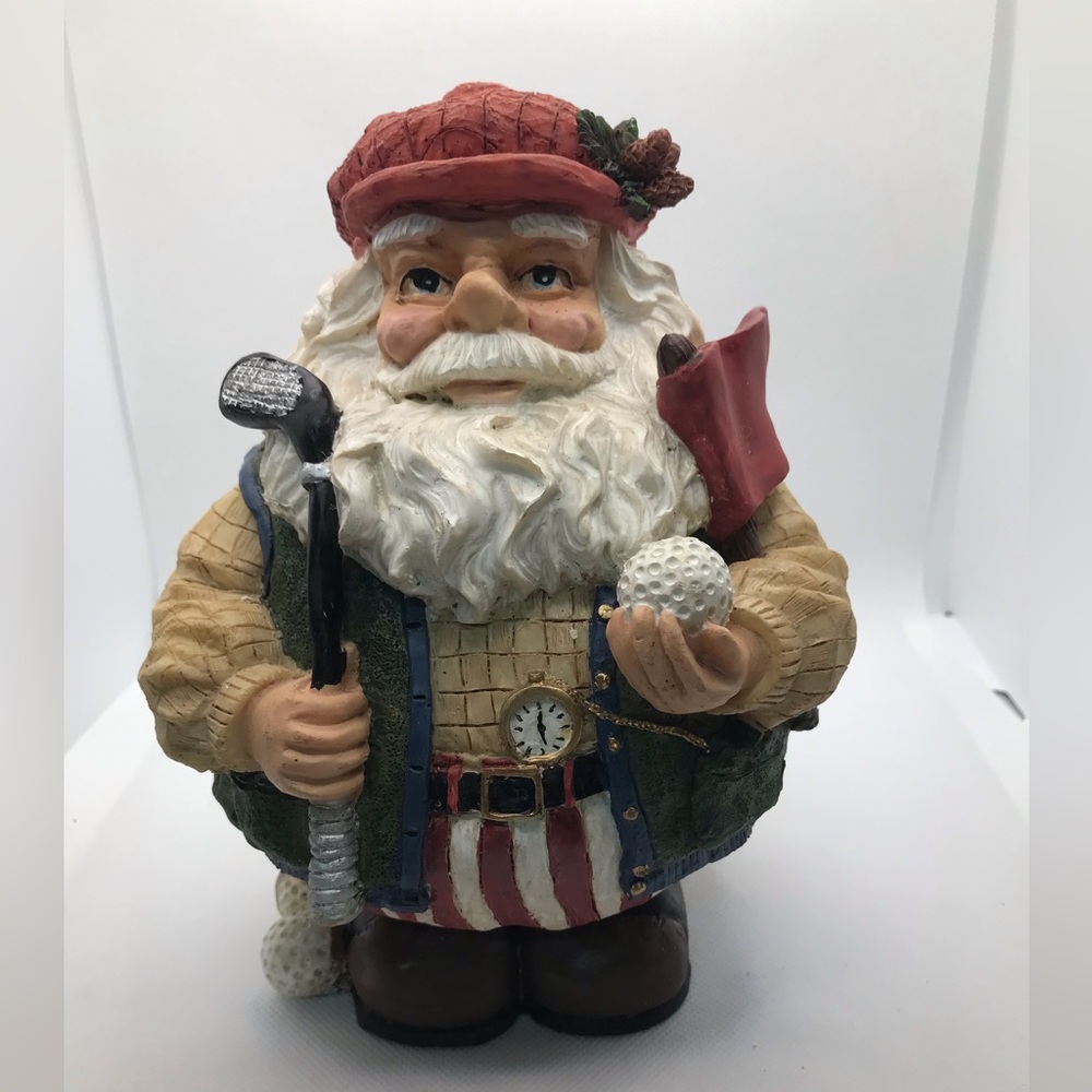 Holiday Treasures Collectible Golf Santa Figurine